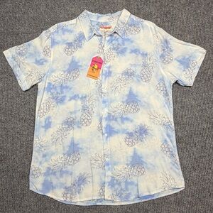 The Endless Summer Men’s XL Pineapple Tie-Dye Print Short Sleeve Rayon Shirt NWT